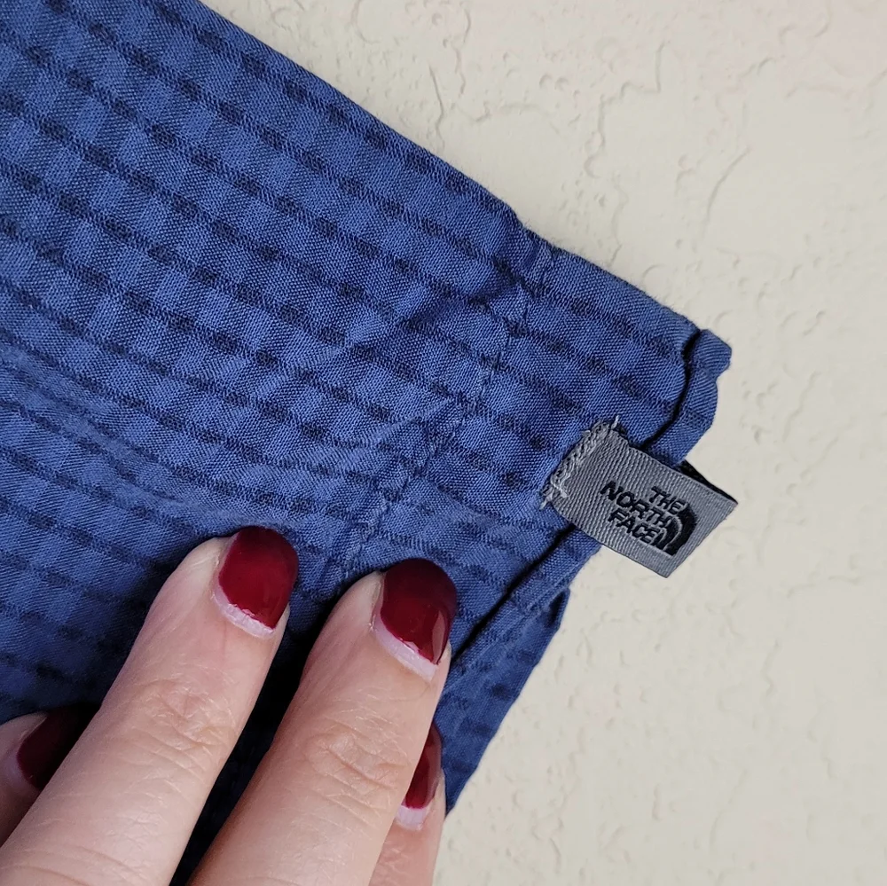 The North Face Shirt Men‎ M Blue/Black Micro-Ginham Short Sleeve Button Up